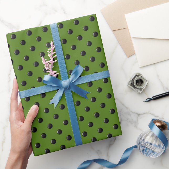 Ladybug-Dots-Grönt- Wrapping Papper Presentpapper (Gifting)