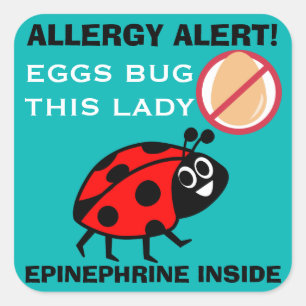 Ladybug Egg Allergy Alert Epinephrine Inside Fyrkantigt Klistermärke