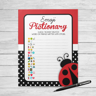 Ladybug Emoji Pictionary Baby Shower Game Pack Anteckningsblock