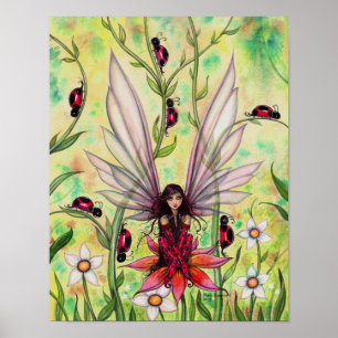 Ladybug Fairy Fantasi Art Illustration av Poster