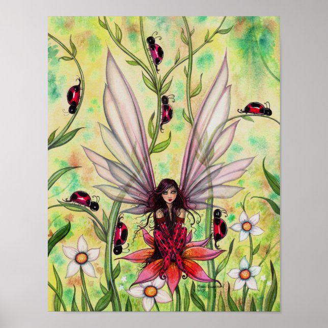 Ladybug Fairy Fantasi Art Illustration av Poster (Framsidan)