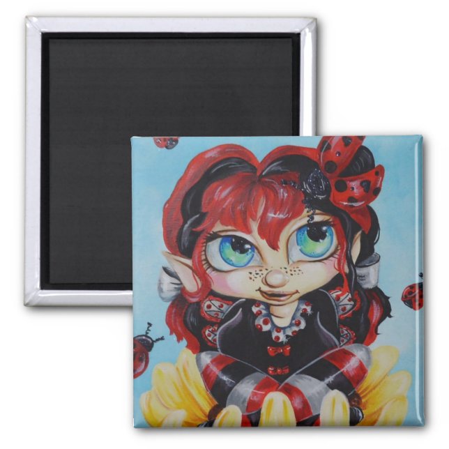 Ladybug Fairy Fantasy Art Magnet (Framsidan)