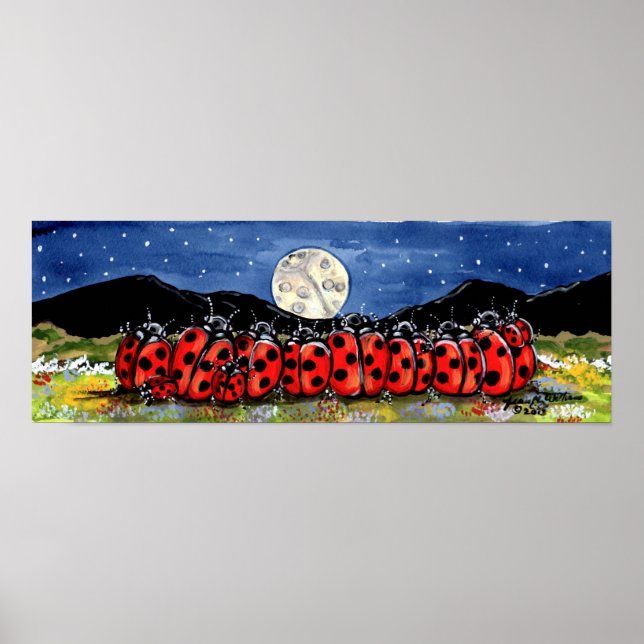 Ladybug Family Watch Måne Stars Night Navy Poster (Framsidan)