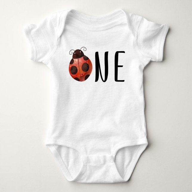 Ladybug First Birthday Baby Shirt - Ett år gammal T Shirt (Framsida)