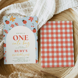 Ladybug First Birthday-inbjudan   Ladybugs Inbjudningar