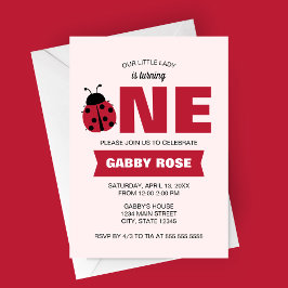 Ladybug First Birthday Invitation Inbjudningar