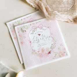 LadyBug Floral Pink Bow Baby Shower Napkins Pappersservett