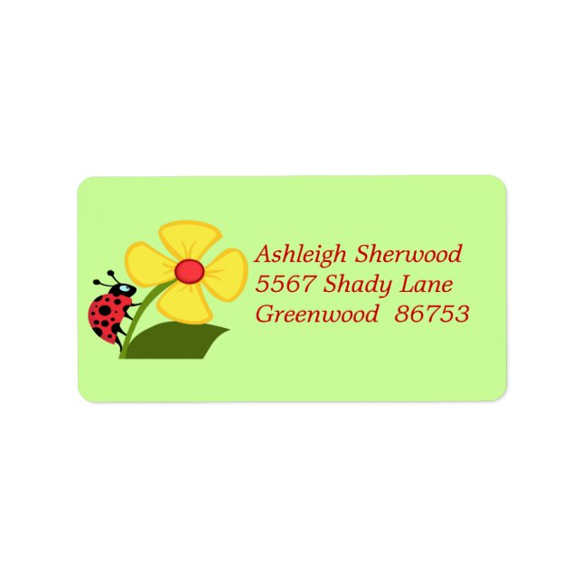 Ladybug/Flower Address Label Adressetikett (Framsidan)