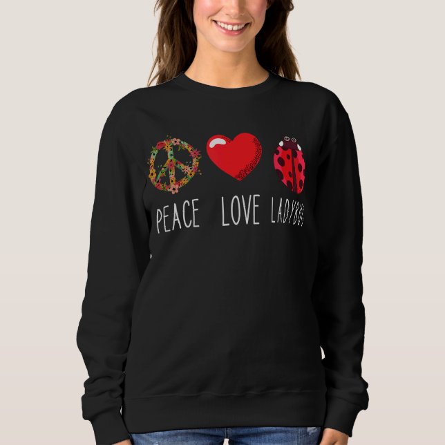 Ladybug Flower Heart Kärlek Peace Ladybug Ladybug T Shirt (Framsida)