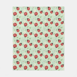 Ladybug Flower Pattern Fleecefilt