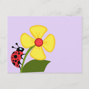 Ladybug Flower Vykort