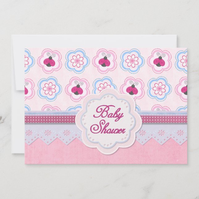 Ladybug Flowers Baby Shower Inbjudningar (Framsida)