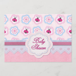 Ladybug Flowers Baby Shower Inbjudningar