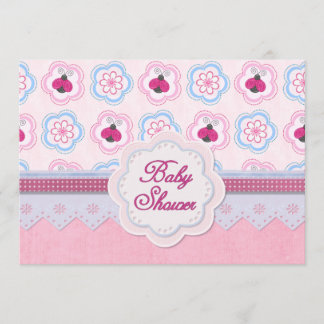 Ladybug Flowers Baby Shower Inbjudningar