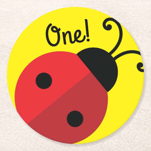 Ladybug Födelsedagsfest Underlägg Papper Rund (Framsidan)