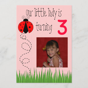 Ladybug födelsedagsinbjudan inbjudningar