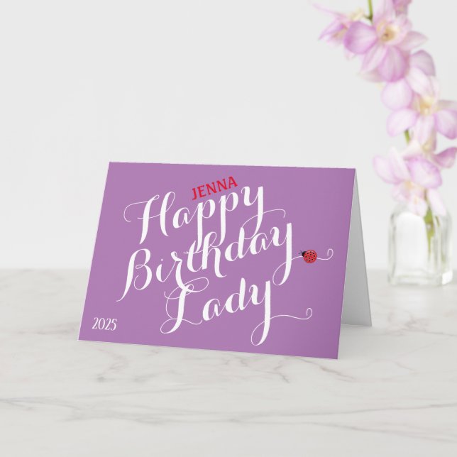 Ladybug Folded Birthday Card (Lila) Kort (Orkide)