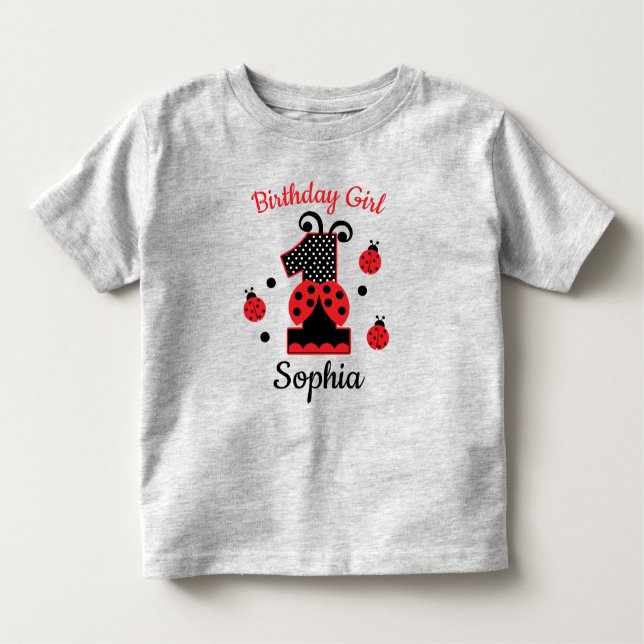 ladybug första födelsedag anpassad design t shirt (Framsida)