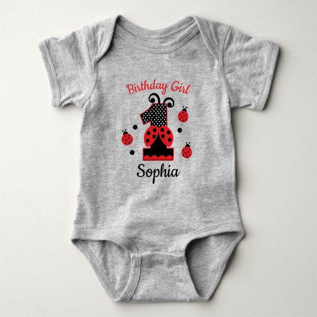 ladybug första födelsedag anpassad design t shirt (Framsida)