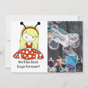 Ladybug-fotokort anpassa Namn Tack Kort