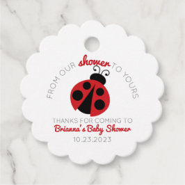 Ladybug från vår skugga till din babystövel gåvor etiketter