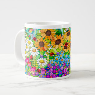 Ladybug Garden Flowers Jumbo Mugg