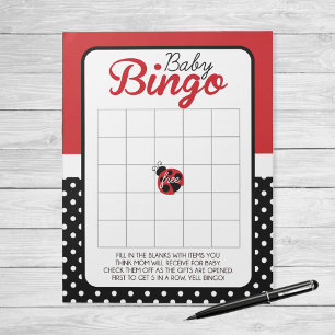 Ladybug Gift Bingo Baby Shower Game Pack Anteckningsblock