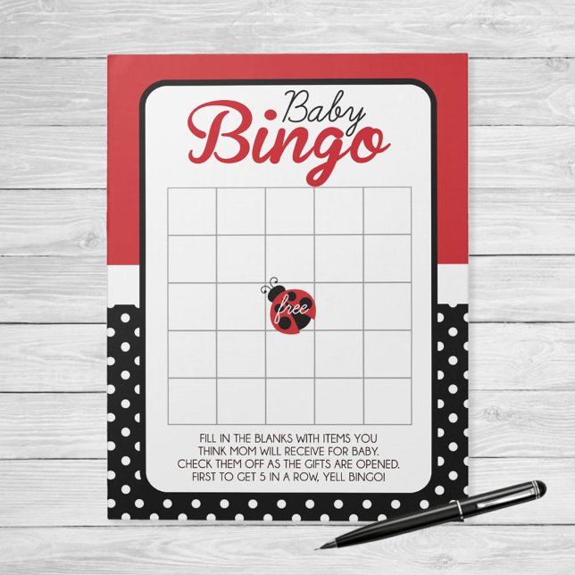 Ladybug Gift Bingo Baby Shower Game Pack Anteckningsblock (Ladybug Baby Shower Bingo Game Pack of 40 Games)