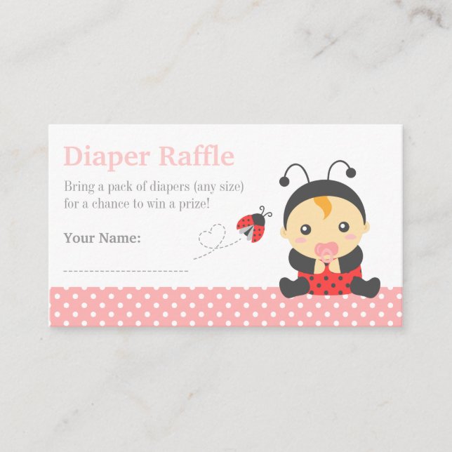 Ladybug Girl Baby Shower Raffle Biljett Tilläggskort (Framsida)