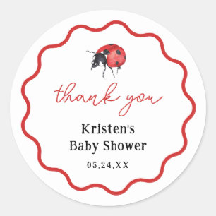 Ladybug Girl Baby Shower-Tack Runt Klistermärke