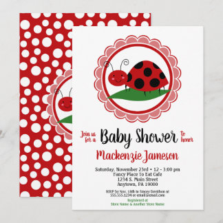 Ladybug Girls Baby Shower-inbjudan Inbjudningar