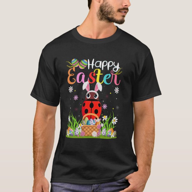 Ladybug Glad påsk Egg Hunt Bunny Ear Ladybug Ea T Shirt (Framsida)
