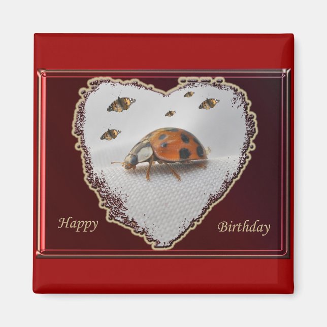 Ladybug Grattis på födelsedagen Magnet (Framsidan)