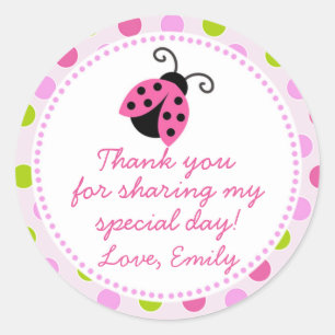 Ladybug Grönt Rosa Gift-favoritetikett Runt Klistermärke