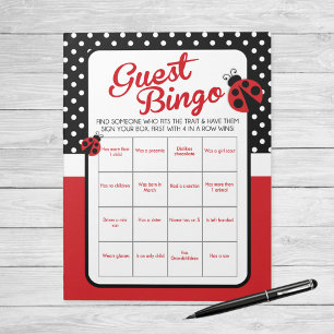 Ladybug Guest Bingo Baby Shower Game Pack Anteckningsblock