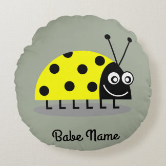 Ladybug-Gult Rund Kudde