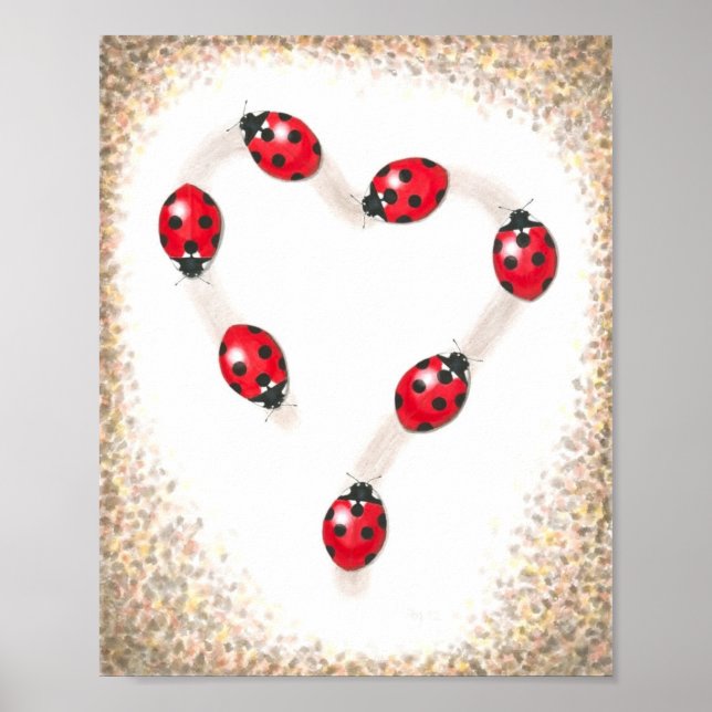 Ladybug Heart Fine Art Skriv ut Poster (Framsidan)