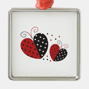 Ladybug Heart söt Julgransprydnad Metall