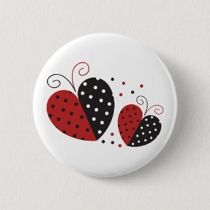 Ladybug Heart söt Knapp