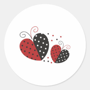 Ladybug Heart söt Runt Klistermärke
