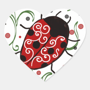 Ladybug Hjärtformat Klistermärke