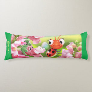 Ladybug i blomsterträdgård.Giant-anpassningsbar Kroppskudde