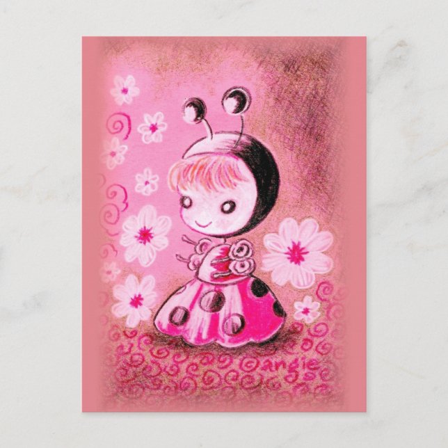 Ladybug i en klänning vykort (Framsida)