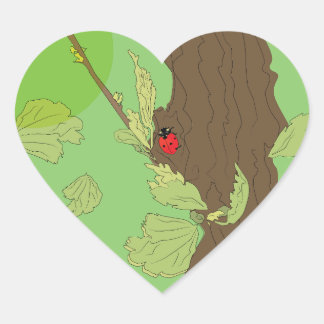 Ladybug i vår hjärtformat klistermärke