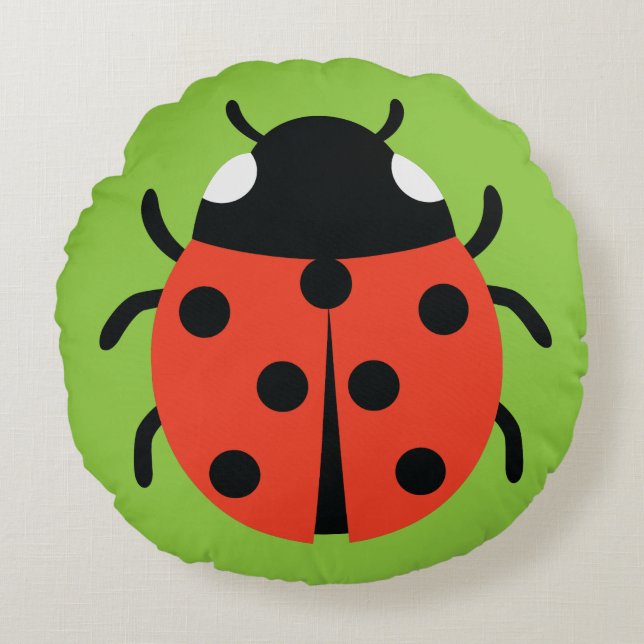 Ladybug Illustration Rund Kudde (Framsidan)