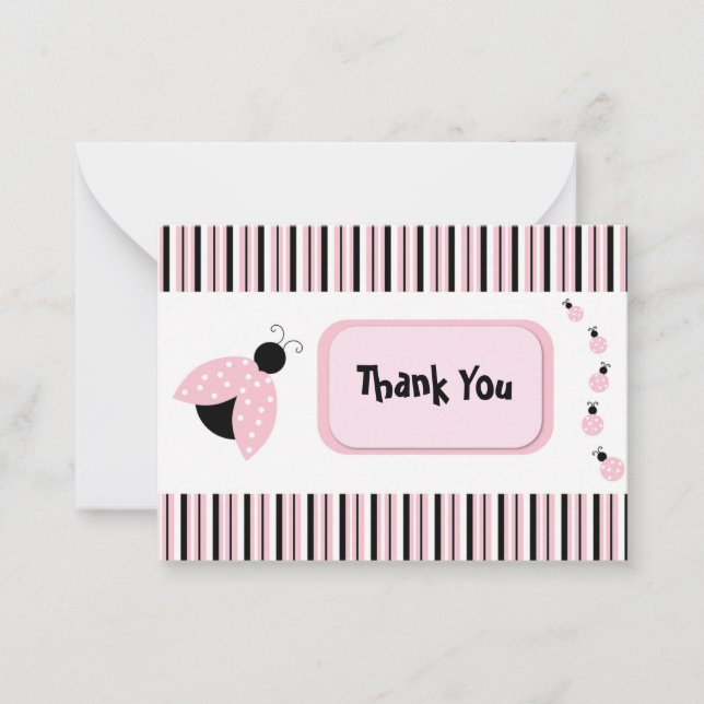 Ladybug in Rosa Tack Anteckningskort (Framsida)