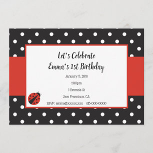 Ladybug-inbjudan för Kid Birthday eller Baby Showe Inbjudningar