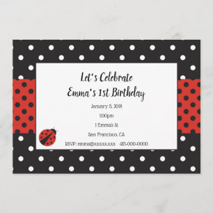 Ladybug-inbjudan för Kid Birthday eller Baby Showe Inbjudningar