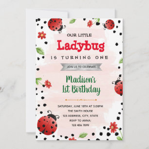Ladybug-inbjudan om duschfödelsedag inbjudningar
