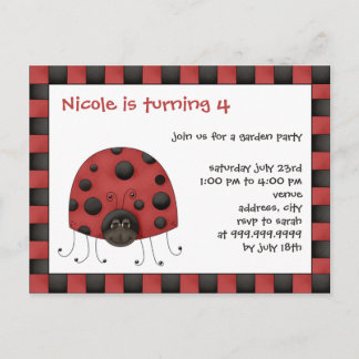 Ladybug ・ Inbjudan på födelsedagen Vykort
